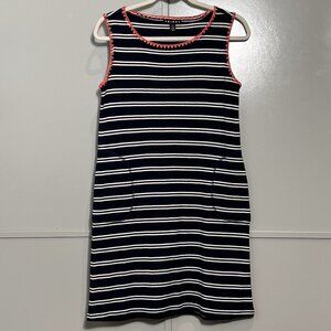 Tribal Navy & White Striped Sleeveless Dress with Pink Detail Size Petite Small